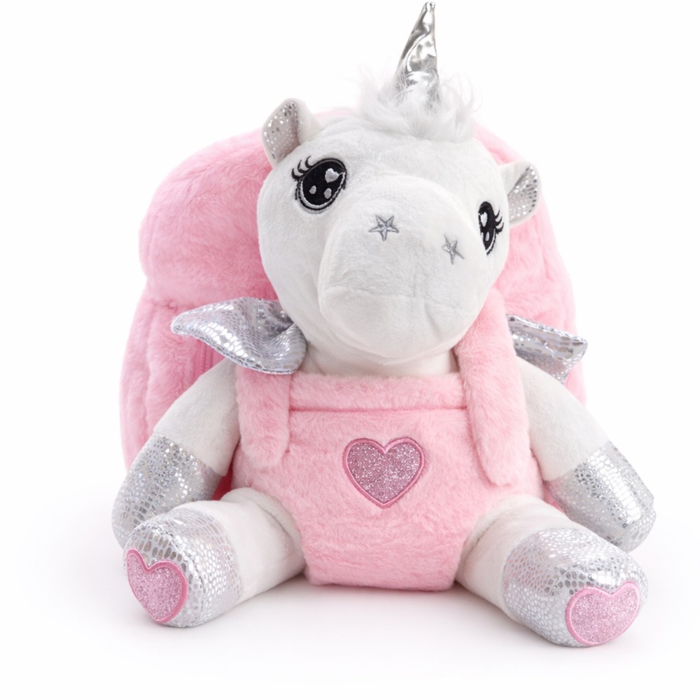 Unicorn Plush Toy & Pink Backpack Set Girls Stuffed Animal Bag NWOT